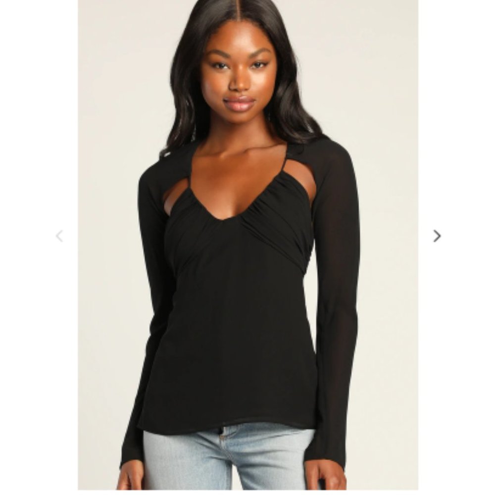 Trendsetter Vibes Black Cutout Long Sleeve Top